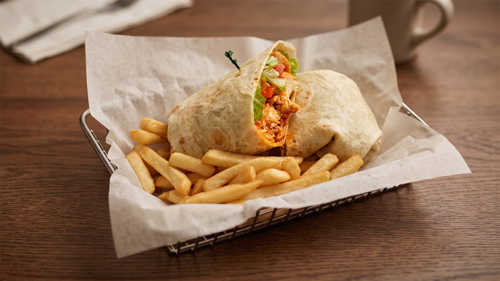 Chicken Tender Wrap with French Fries